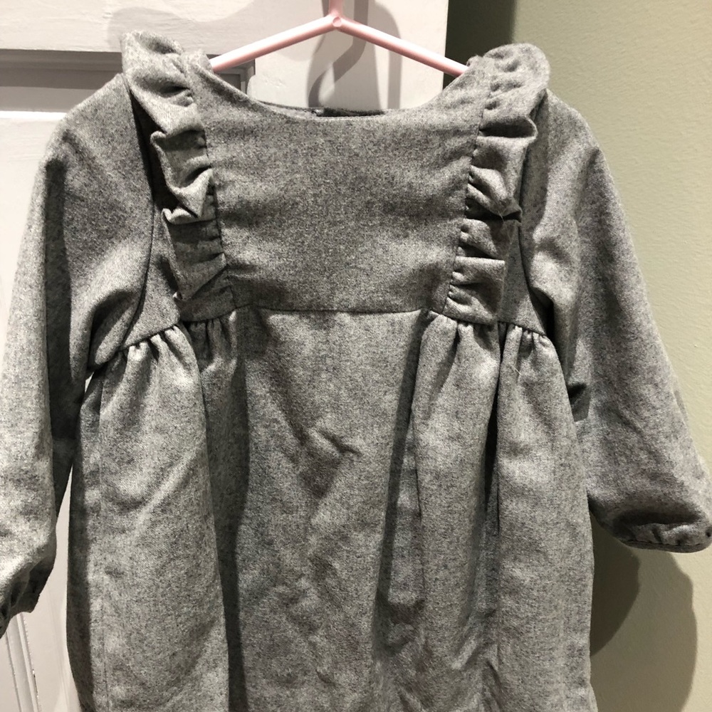 Gray wool dress for toddler girl